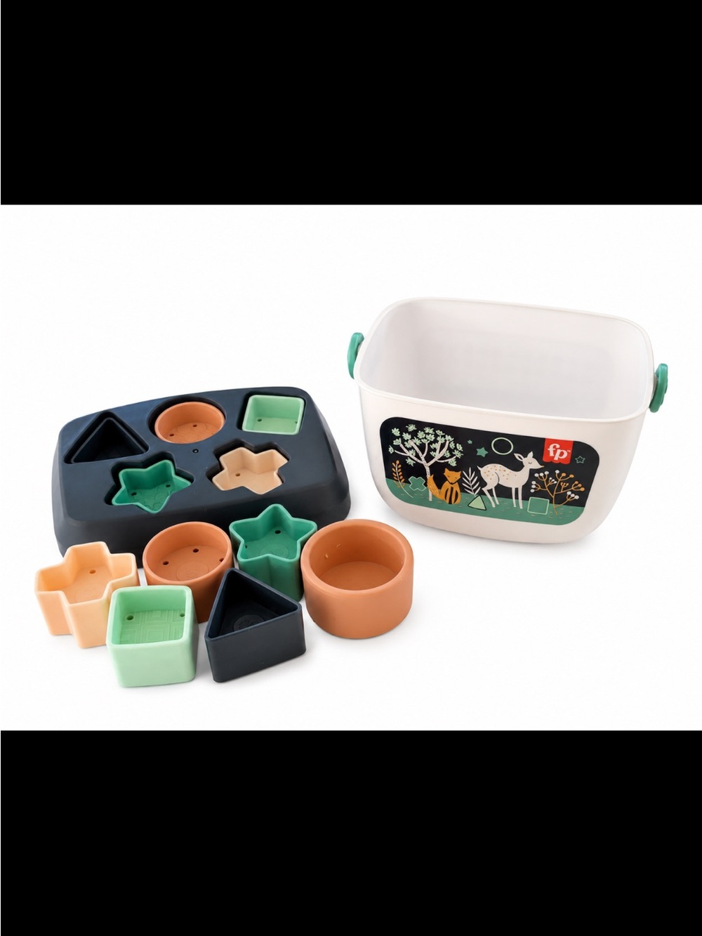 Fisher-Price Forest Shape Sorter Set - White, Navy, Green, Peach